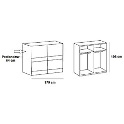 Avis Inside 75 Armoire de rangement AUDE portes coulissantes 179 cm blanc mat