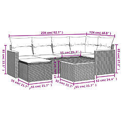 Acheter vidaXL Salon de jardin avec coussins 7 pcs gris résine tressée