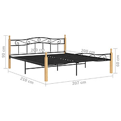 vidaXL Cadre de lit sans matelas noir métal bois chêne 200x200 cm pas cher