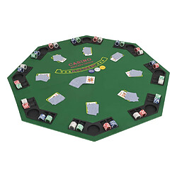 vidaXL Dessus de table de poker pour 8 joueurs 2 plis Octogonal Vert