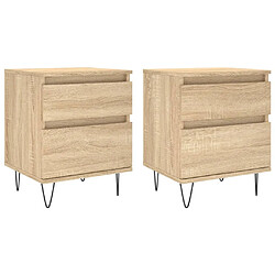 Maison Chic Lot de 2 Tables de chevet,Table de nuit,Table d'appoint pour salon chêne sonoma 40x35x50 cm bois ingénierie -MN96301