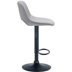 Decoshop26 Tabourets de bar chaises haute x2 avec repose-pieds en PVC gris piètement métallique noir 10_0004065 pas cher