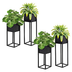 ML DESIGN MODERN LIVING ML-Design Set of 2 flower stands, black, 21x50/70x21 cm, powder-coated metal pas cher