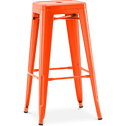 ICONIK INTERIOR Tabouret de bar - Design industriel - Acier - 76cm - Stylix Orange