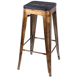 Urban Living Tabouret de bar vintage Liv - H. 77 cm - Doré et noir