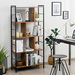 Decoshop26 Bibliothèque à 5 niveaux style industriel étagère de rangement 74x30x155cm 20_0000287