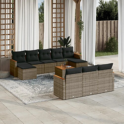 Maison Chic Salon de jardin 11 pcs avec coussins, Ensemble Tables et chaises d'extérieur gris résine tressée -GKD822801