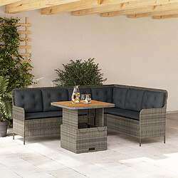 vidaXL Salon de jardin 2 pcs avec coussins Gris Résine tressée 