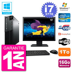 PC Lenovo M82 SFF Ecran 19" i7-3770 RAM 16Go Disque 1To Graveur DVD Wifi W7 - Occasion