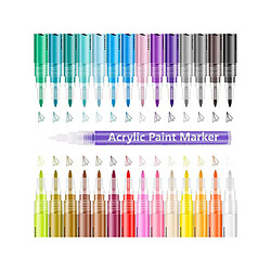 TechKidz Set de 24 Feutres Marqueurs Acryliques Colorés Pointe Fine de 0.7mm Multicolore