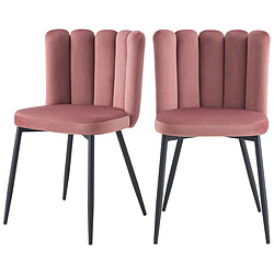 Rendez Vous Deco Chaise Rosy en velours vieux rose (lot de 2)