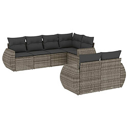 vidaXL Salon de jardin avec coussins 7 pcs gris résine tressée