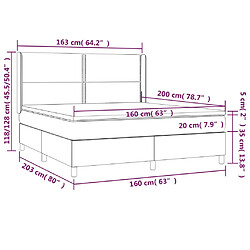 vidaXL Sommier à lattes de lit avec matelas Gris clair 160x200cm Tissu pas cher