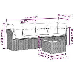 Acheter vidaXL Salon de jardin 5 pcs avec coussins noir résine tressée