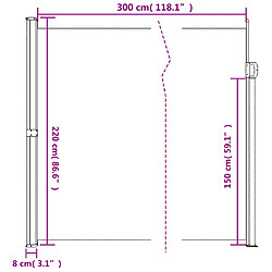 vidaXL Auvent latéral rétractable bleu 220x300 cm pas cher