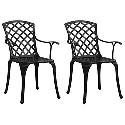 vidaXL Chaises de jardin lot de 2 Aluminium coulé Noir