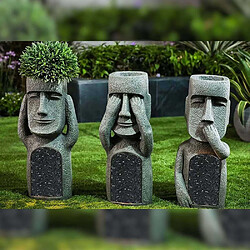 Hanah Home Jardinière Moai en polyrésine Lot de 3.