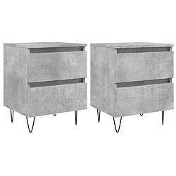 Maison Chic Lot de 2 Tables de chevet,Table de nuit,Table d'appoint pour salon gris béton 40x35x50 cm bois d’ingénierie -MN43639