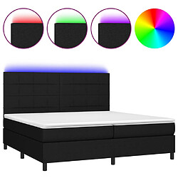 vidaXL Sommier à lattes de lit et matelas et LED Noir 200x200 cm Tissu