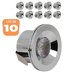 HOROZ ELECTRIC Lot de 10 minis spots LED encastrables 3W 4200K Chrome