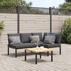 vidaXL Salon de jardin 3 pcs avec coussins noir aluminium 