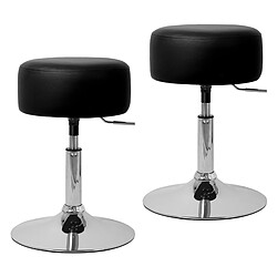 ML DESIGN MODERN LIVING 2x Tabouret de maquillage rembourré rond pouf noir réglable en hauteur en acier