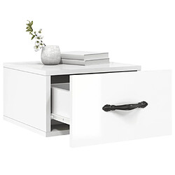 Avis vidaXL Table de chevet murale blanc brillant 35x35x20 cm