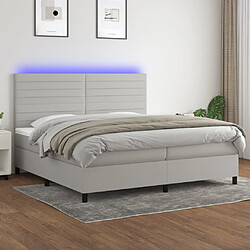 vidaXL Sommier à lattes de lit et matelas et LED Gris clair 200x200 cm