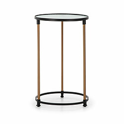 Table d'appoint Thai Natura Noir Doré Métal Verre 43 x 43 x 71 cm 