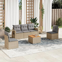 vidaXL Salon de jardin avec coussins 6 pcs beige résine tressée 