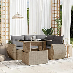 vidaXL Salon de jardin avec coussins 5 pcs beige résine tressée 