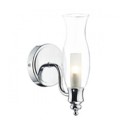 Luminaire Center Applique murale Vestry chrome poli et verre 1 ampoule Coloris : chrome poli Coloris 2 : verre Profondeur en Cm : 14 Hauteur en Cm : 22 Largeur en Cm : 10 Poids en Kilo : 0.612 Type d'ampoule : G9 Nombre d'