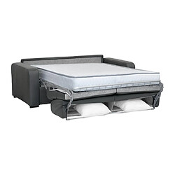 Vente-Unique Canapé 3 places convertible express cuir gris matelas 22 cm BEVIS