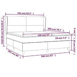 vidaXL Sommier à lattes de lit avec matelas Noir 160x200 cm Tissu pas cher