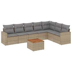 vidaXL Salon de jardin avec coussins 8 pcs beige résine tressée