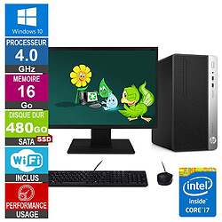 PC HP ProDesk 400 G4 MT i7-6700 4GHz 16Go/480Go SSD Wifi W10 + Ecran 20 · Reconditionné 