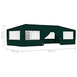 vidaXL Tente de réception avec parois latérales 4x9 m Vert 90 g/m² pas cher