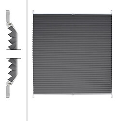 ECD Germany Store Plissé Fenêtre 50x100 cm Gris Foncé - Sans Perçage Ni Collage - Montage sur le Cadre de Fenêtres Verticales Pivotantes/Inclinables - Kit de Fixation Inclus - 1-1,5 cm au-delà Vitre