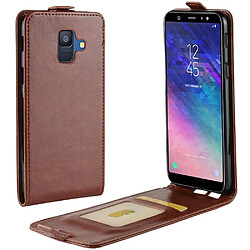 Etui en PU flip vertical marron pour votre Samsung Galaxy A6 (2018)