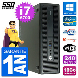 PC HP ProDesk 600 G2 SFF Intel Core i7-6700 RAM 16Go SSD 240Go Windows 10 Wifi - Occasion