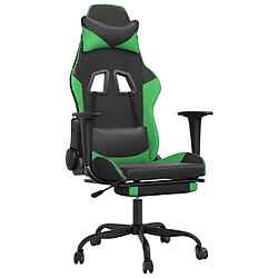 Maison Chic Chaise de jeu, Chaise gaming de massage et repose-pied, Fauteuil gamer,Chaise de Bureau Noir et vert Similicuir -GKD37231