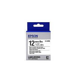 Epson LK-4WBB - Papier Mat - Noir sur Blanc - 12mmx9m Label-Making Tapes