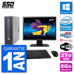 PC HP 600 G2 SFF Ecran 27" Intel Pentium G4400 RAM 8Go SSD 2To Windows 10 Wifi · Occasion 