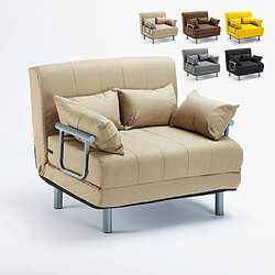 LE ROI DU RELAX Canapé-lit convertible en tissu Deborah Twin, Couleur: Beige