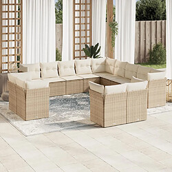 Maison Chic Salon de jardin avec coussins 13 pcs | Ensemble de Table et chaises | Mobilier d'Extérieur beige résine tressée -GKD13893