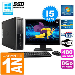 PC HP Compaq 8300 SFF Core I5-3470 Ram 8Go Disque 480 Go SSD Wifi W7 Ecran 22" · Occasion 