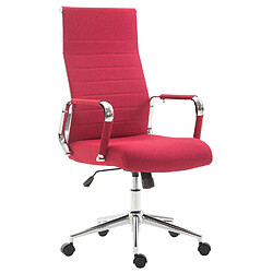 Decoshop26 Fauteuil de bureau sur roulettes en tissu rouge avec assise rembourrée pivotant BUR10236