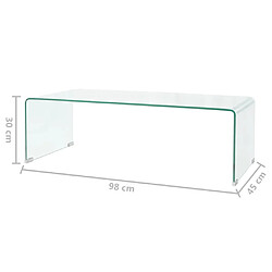 vidaXL Table basse 98x45x30 cm Verre trempé Transparent pas cher