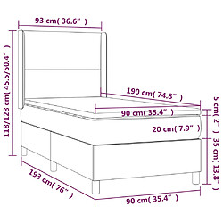 Acheter vidaXL Sommier à lattes de lit matelas et LED Taupe 90x190 cm Tissu