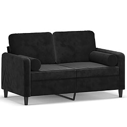 vidaXL Canapé 2 places avec oreillers décoratifs noir 120 cm velours